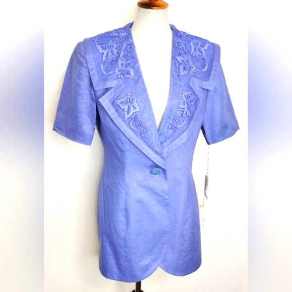 VINTAGE PERIWINKLE RAMIE JACKET NWT - Picture 1 of 9